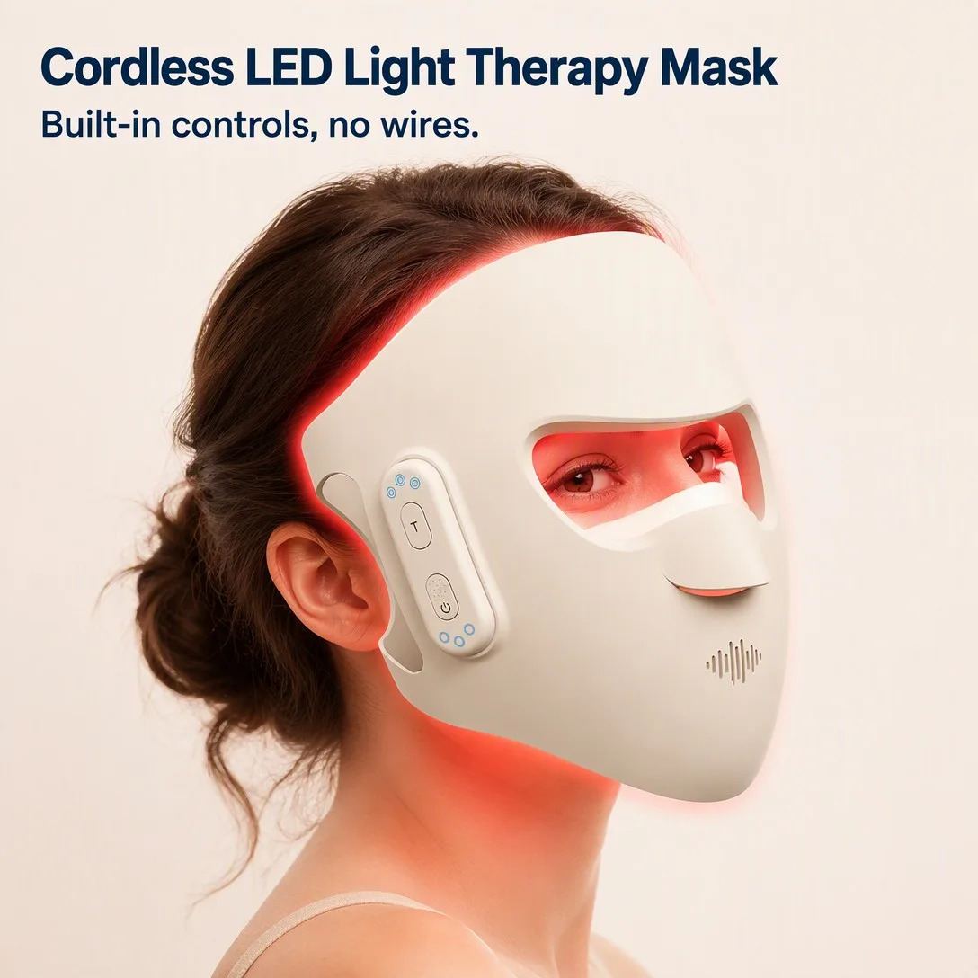 Cordless LED rostro mascarilla- Wireless rojo luz terapia dispositivo - detail view 2