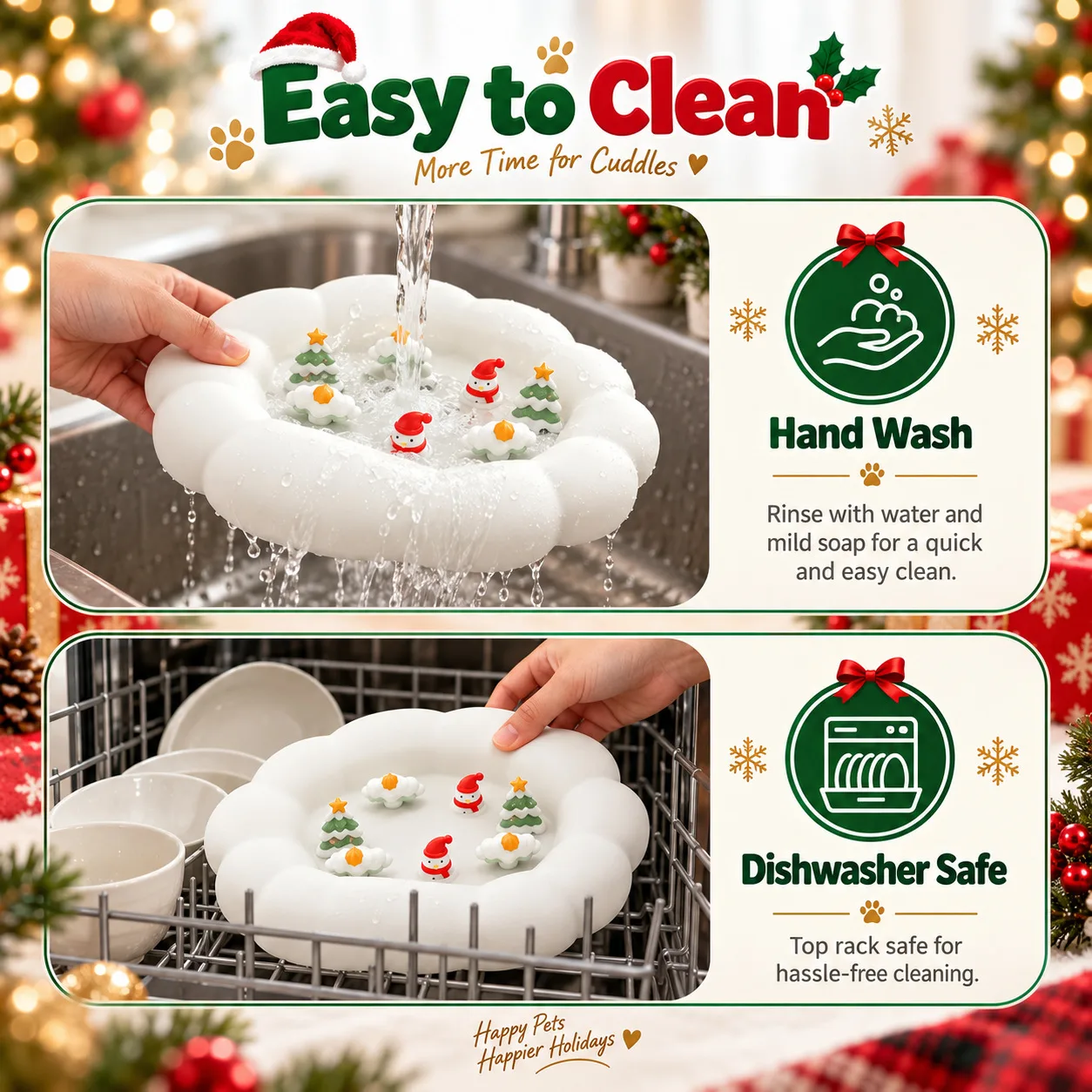 Christmas Dog Lick Mat - Silicone Slow Feeder Pad for Pets - detail view 1
