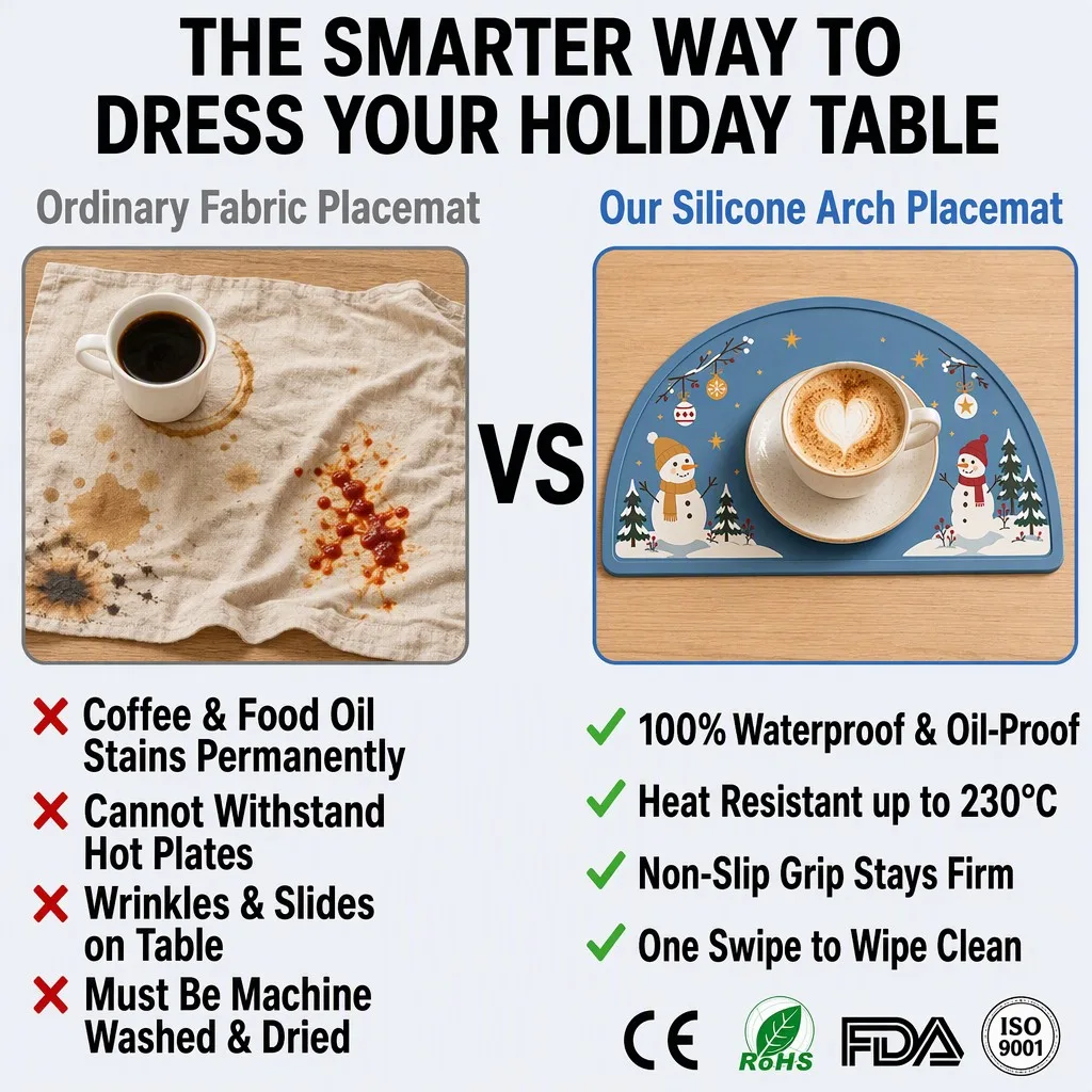 Silicone Christmas Placemat - Waterproof Non Slip Table Mat - detail view 2