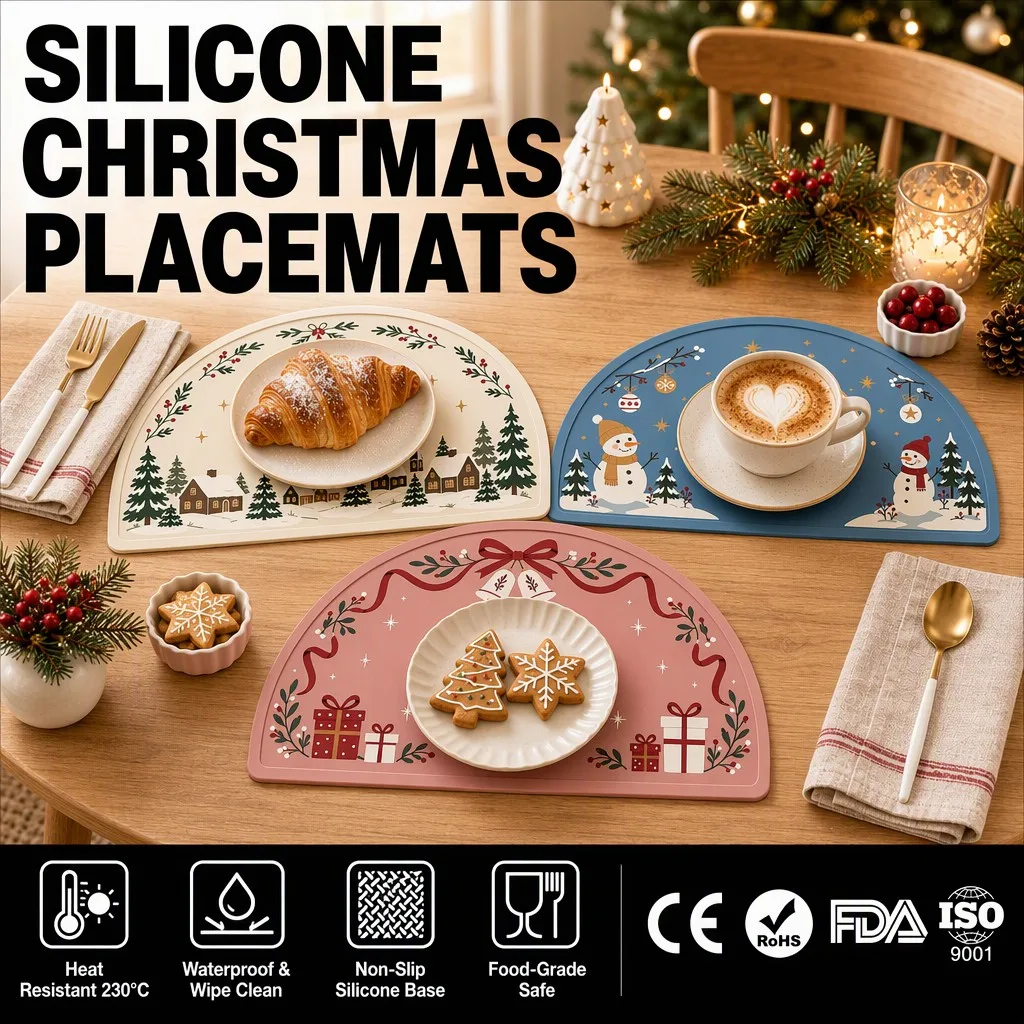 Silicone Christmas Placemat - Waterproof Non Slip Table Mat - detail view 1