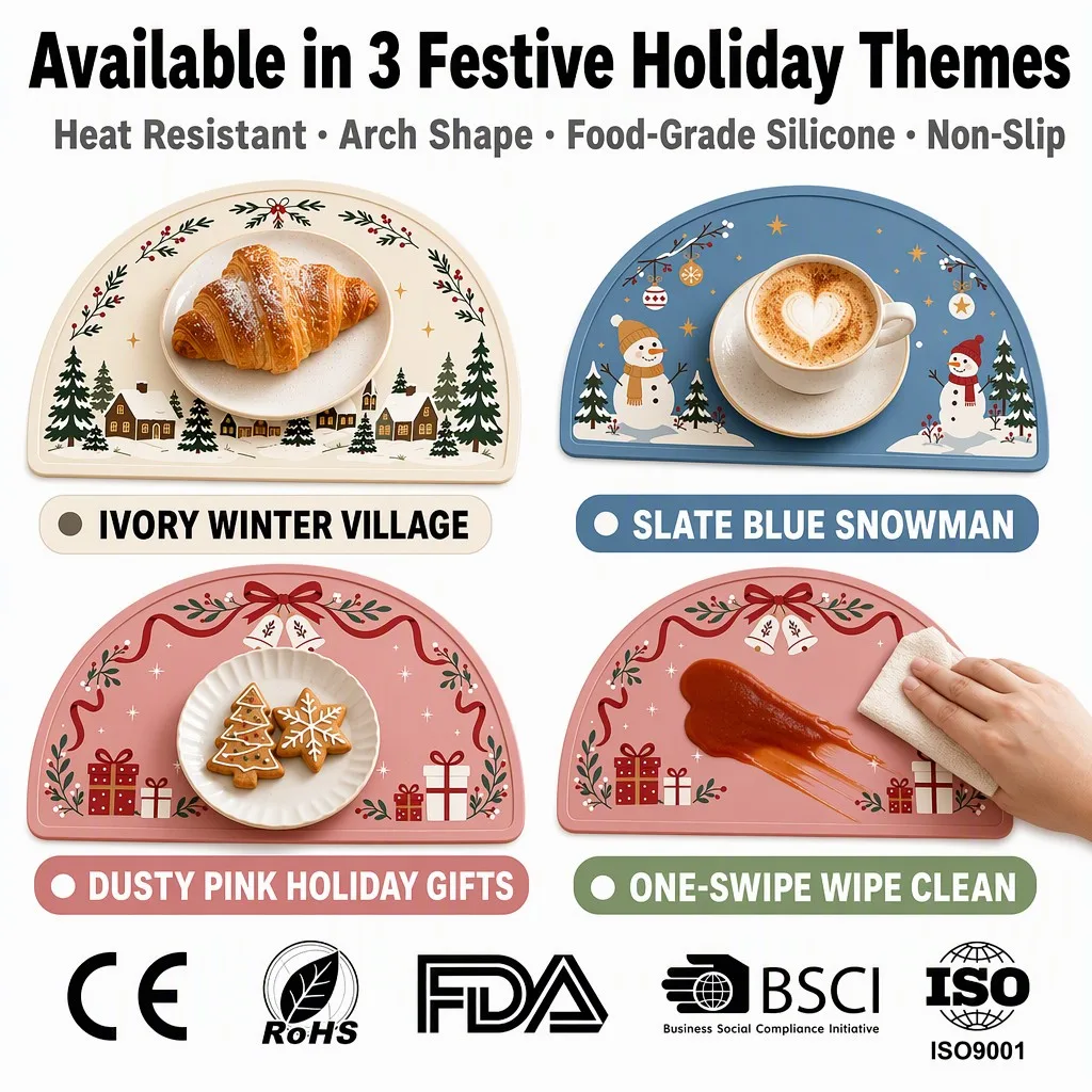 Silicone Christmas Placemat - Waterproof Non Slip Table Mat - detail view 4