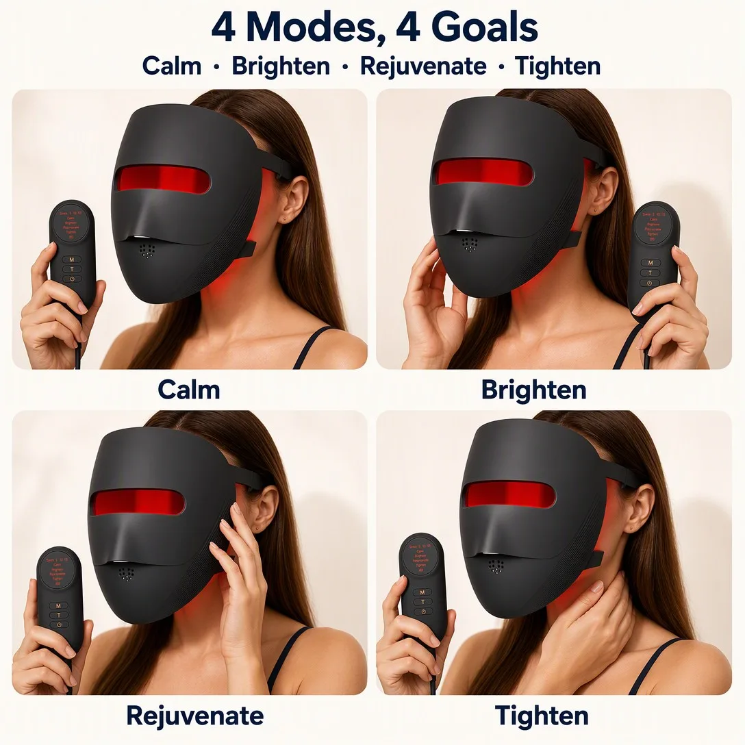 LED Face Mask Red Light Therapy - 4 Modes Skin Rejuvenation - detail view 1