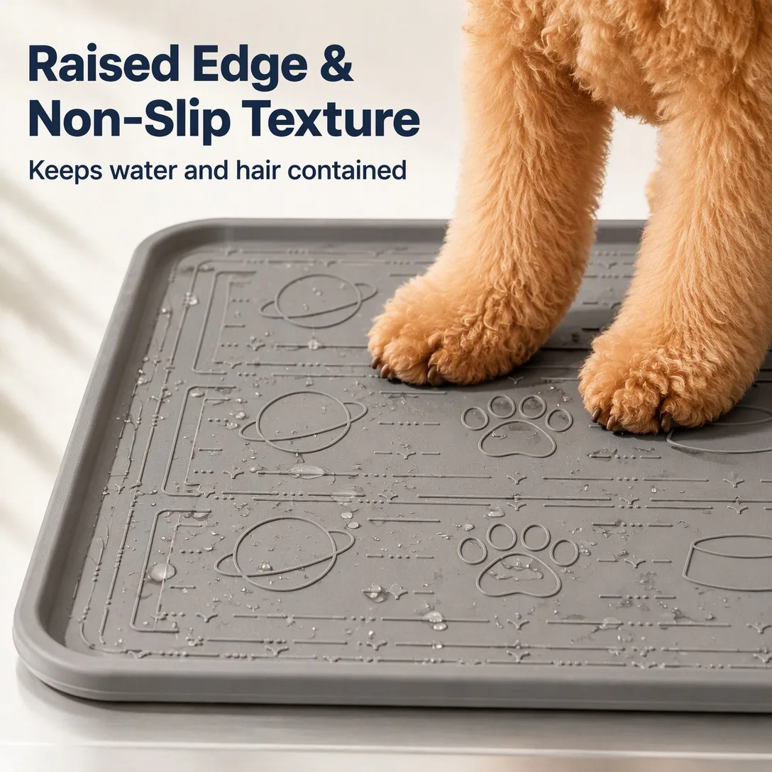 Silicone Pet Grooming Mat - Waterproof Large Dog Bath Pad - detail view 1