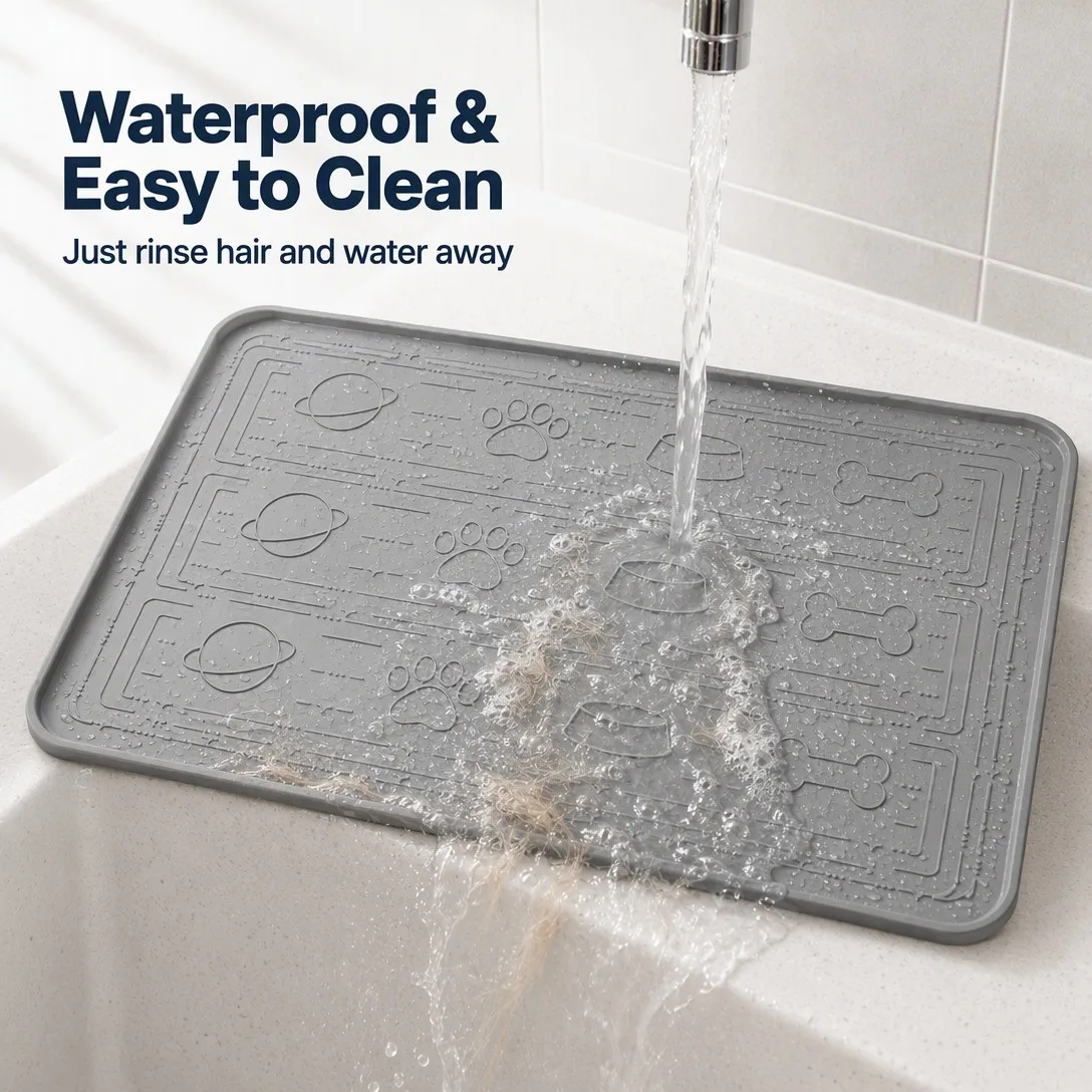 Silicone Pet Grooming Mat - Waterproof Large Dog Bath Pad - detail view 2