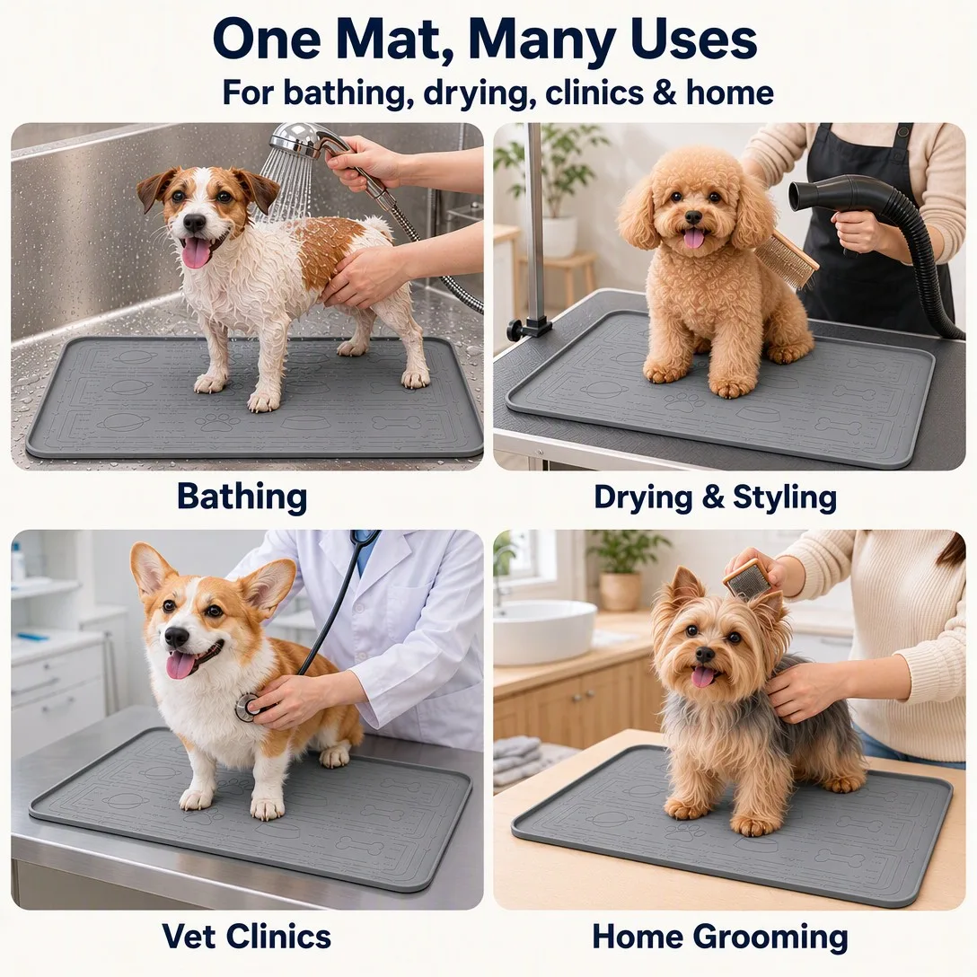 Silicone Pet Grooming Mat - Waterproof Large Dog Bath Pad - detail view 4