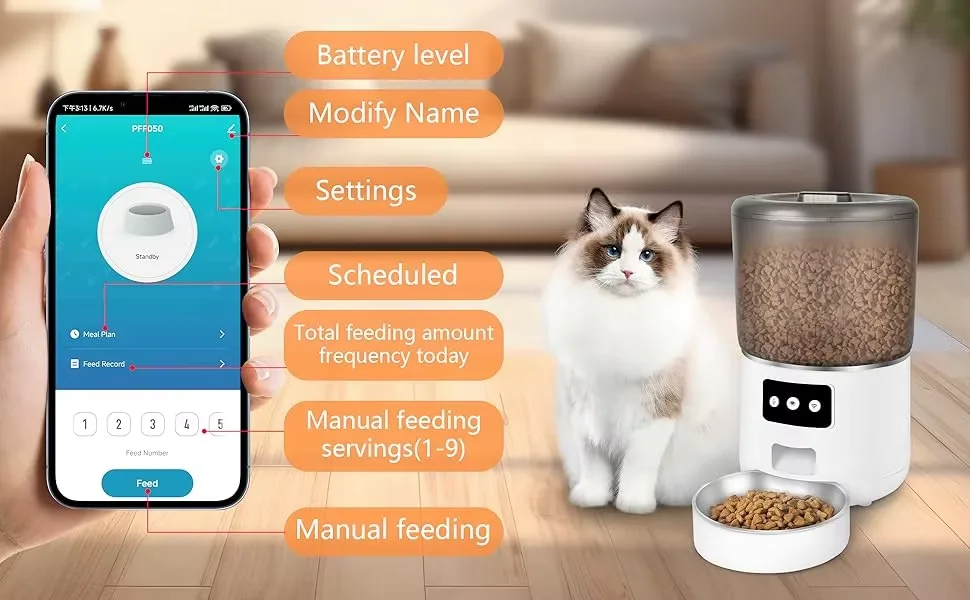 New Arrival Smart Automatic WiFi Pet Feeder Silicone Cat Food Dispenser with APP Control for Dogs - detail view 7