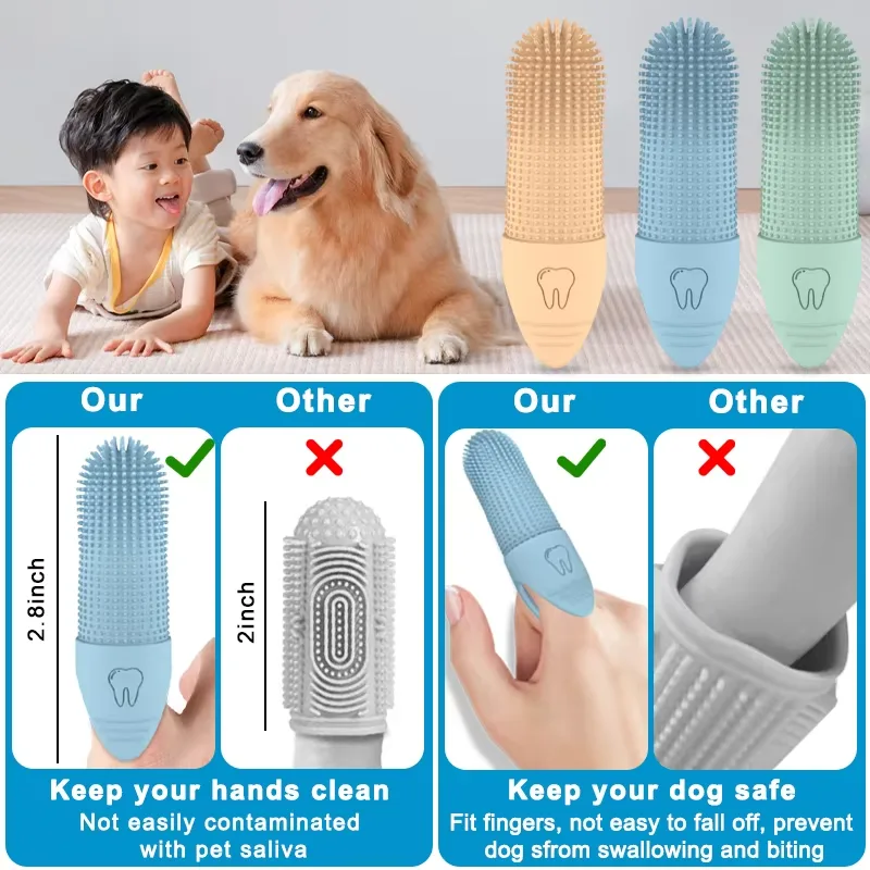 Grado alimenticio silicona perro dedo cepillo de dientes 360 mascotas Tooth Brushing - detail view 4