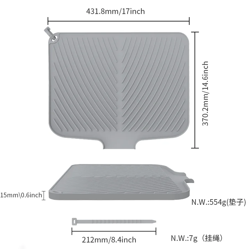 2025 Top Ranking Silicone Mat Custom Printing Countertop Drying Mats Sink Draining Pad Faucet Silicone Dish Drying Mat - detail view 10