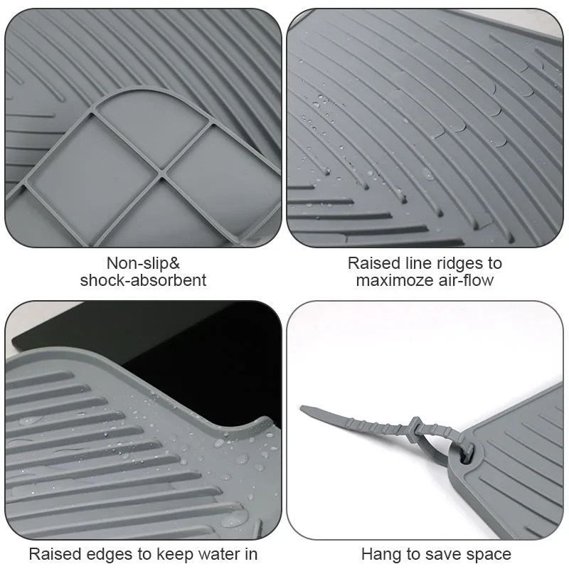 2025 Top Ranking Silicone Mat Custom Printing Countertop Drying Mats Sink Draining Pad Faucet Silicone Dish Drying Mat - detail view 3