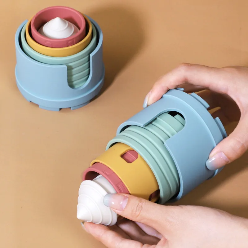 Montessori Stacking jouets bébés- silicone Castle blocs - detail view 2