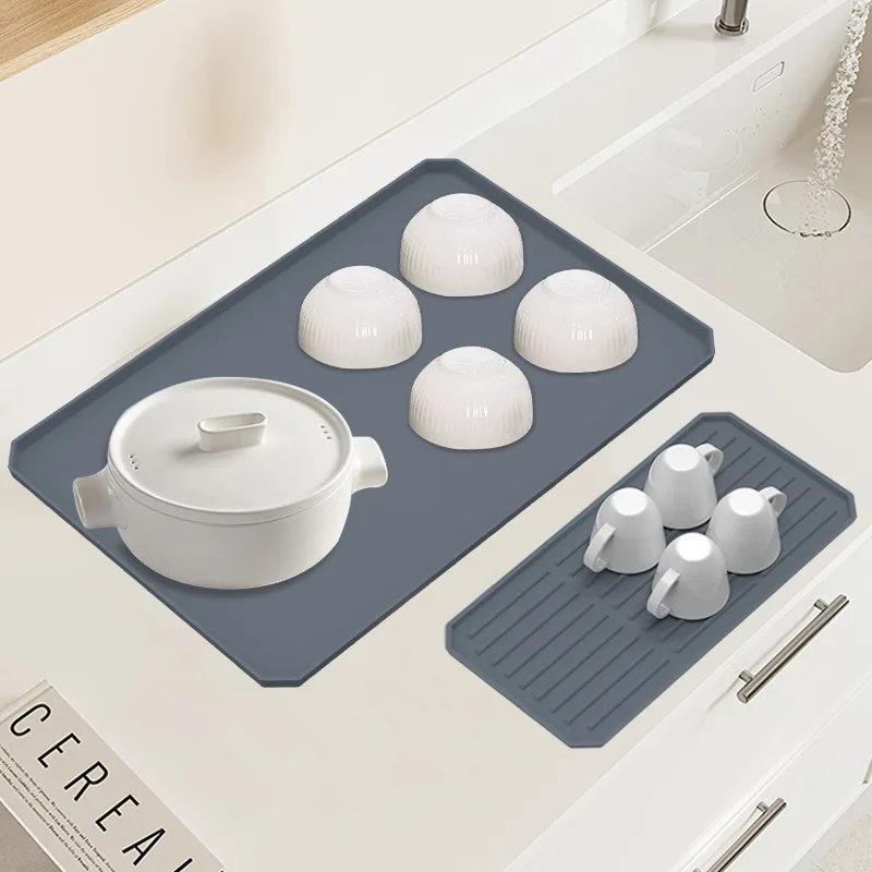 Silicone Coffee Bar Mat 24x16 - Raised Edge for Coffee Maker - detail view 5