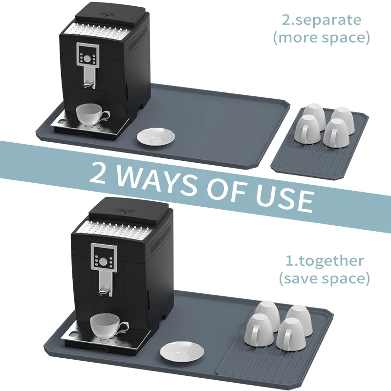 Silicone Coffee Bar Mat 24x16 - Raised Edge for Coffee Maker - detail view 1