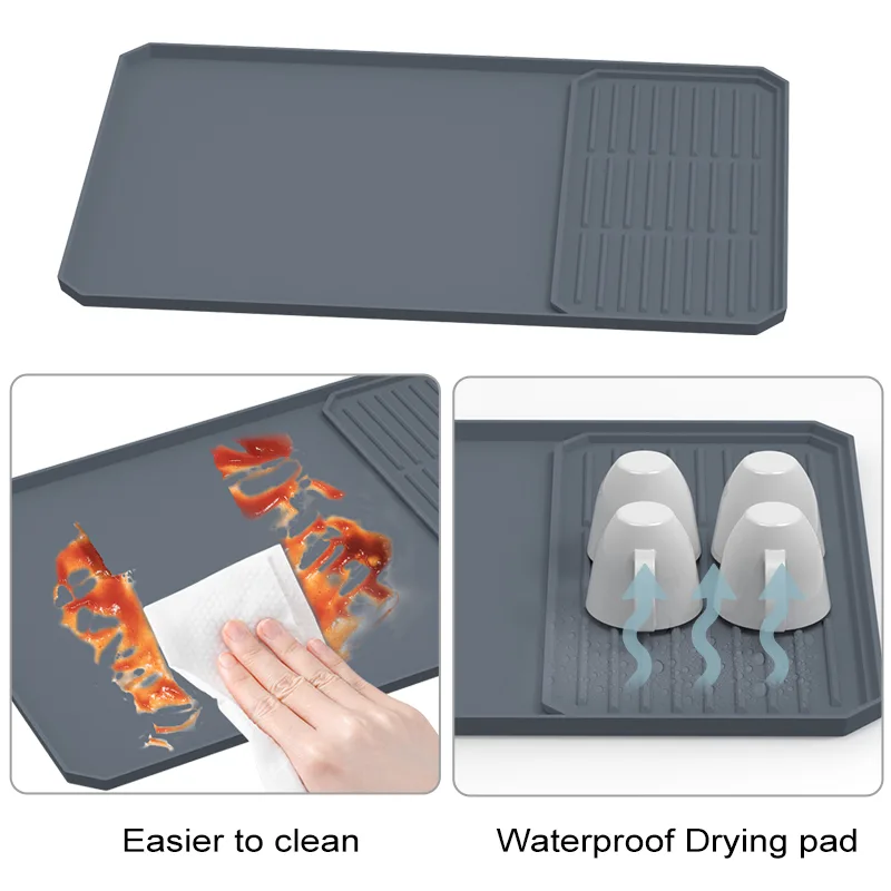 Silicone Coffee Bar Mat 24x16 - Raised Edge for Coffee Maker - detail view 2