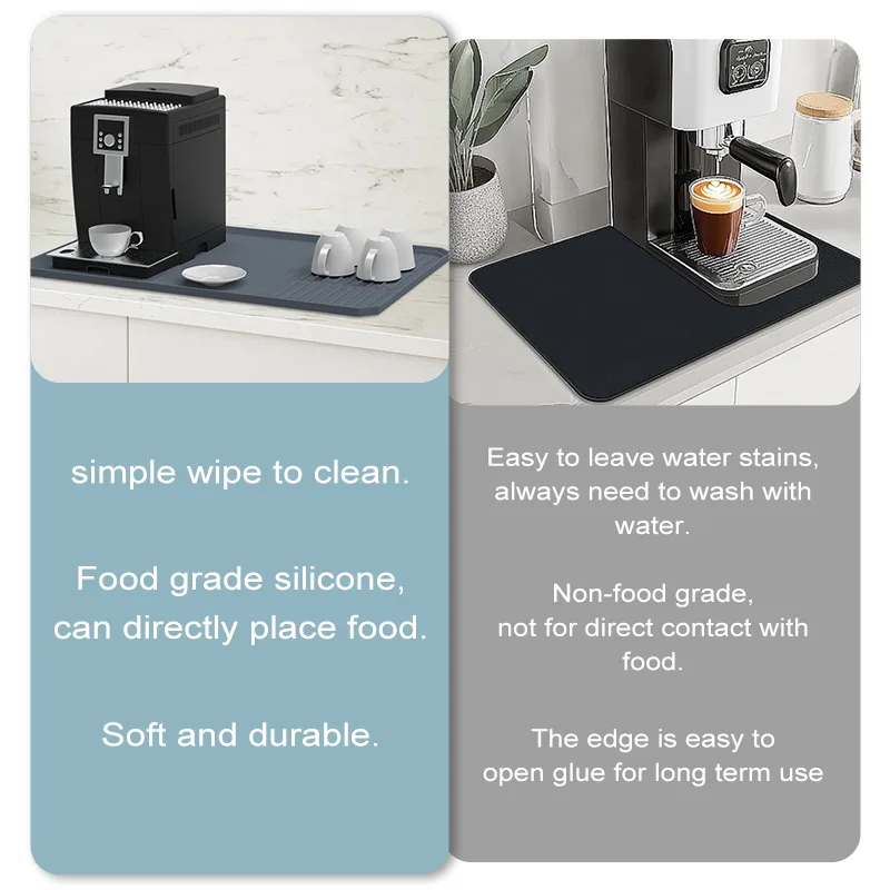 Silicone Coffee Bar Mat 24x16 - Raised Edge for Coffee Maker - detail view 3