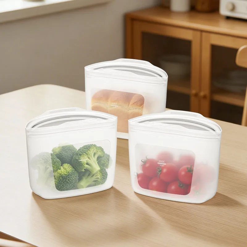 Food Grade Silicone Reusable Storage Bags for Refrigerator Full Silicone Self-Sealing Thickened Transparent Airtight Bag - main product image