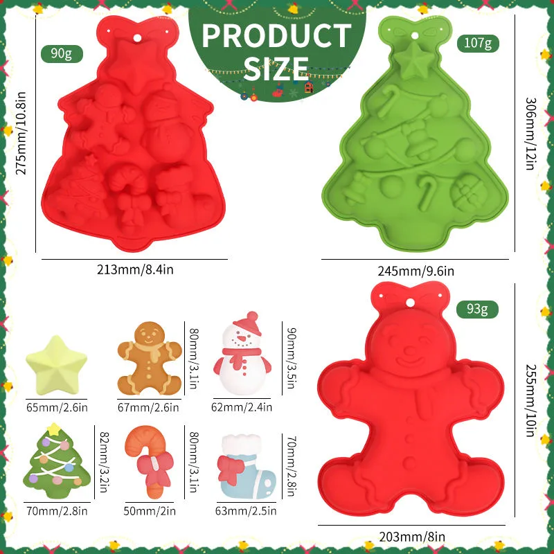 Christmas Tree Silicone Baking Mold - Food Grade Holiday Themed Pan for DIY Cookies Candies Chocolate Cake Bread - detail view 5