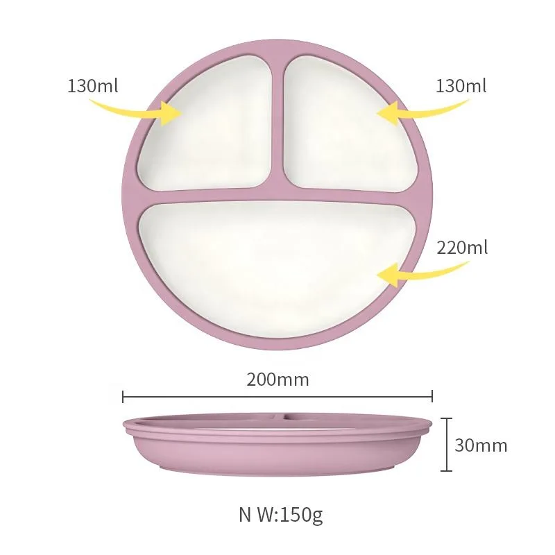 Nouveau sans BPA qualité alimentaire bébé silicone à ventouse assiette bébé art de la table - detail view 5