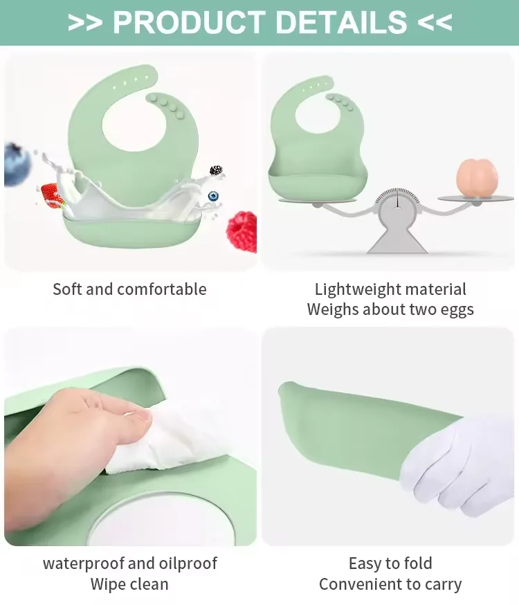 Nursery Supplies Custom Baby Bib BPA Free Waterproof Shape Color Baby Feeding Silicone Baby Bibs - detail view 8