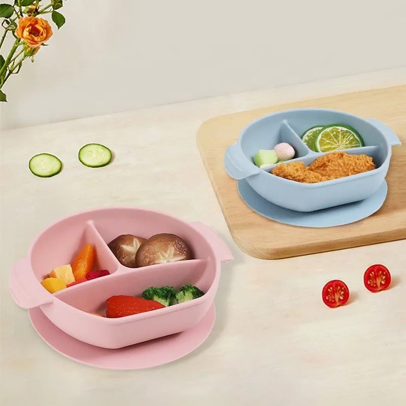 Custom Baby Feeding Bowl Set with Suction Cup Base Food Grade Non-Toxic BPA Free Silicone Baby Bowl for Toddlers - detail view 1