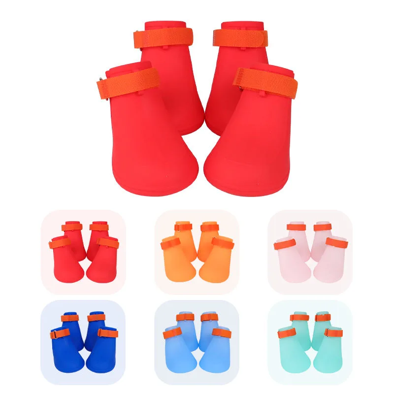2027 미끄럼 방지 고무 Boots 방수 실리콘 강아지 Rain Shoes 강아지 Spring Summer 야외 - detail view 5