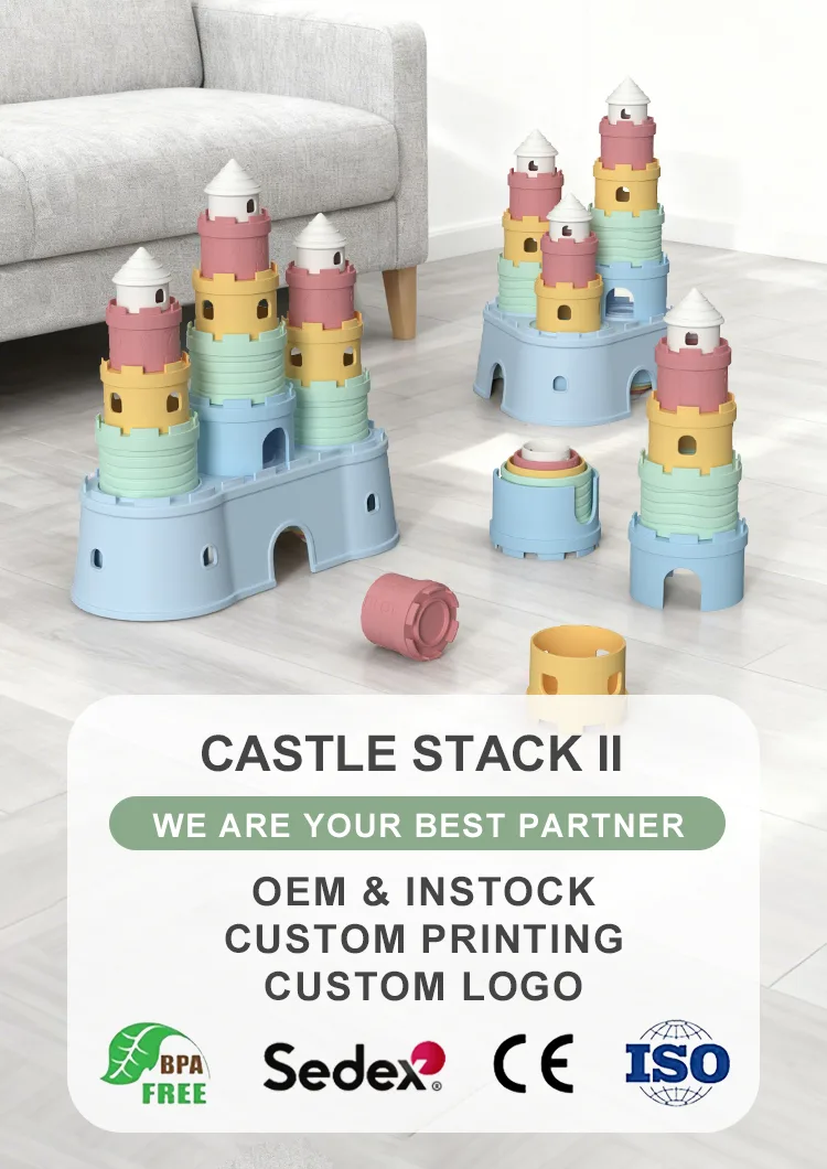BPA Free Silicone Soft Castles Building Blocks Teething Stacking Teether Children'S Educational Baby Stacker Stacking Toy - detail view 6