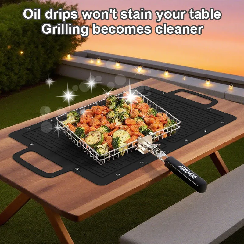 New Arrivals Grill Mat Silicone Fire Proof Oil Water Proof Grill Mat for Outdoor Grill Fire Pit - detail view 4