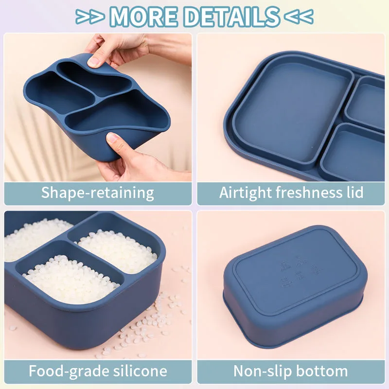 New Arrivals Eco Friendly BPA Free Outdoor Food Storage Boxes Kids Silicone Bento Lunch Box - detail view 1
