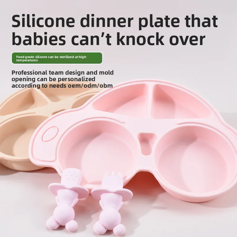 Baby Silicone Food Divided Plate Suction-Capacity Dining Tableware for Children's Practice Applications - detail view 1
