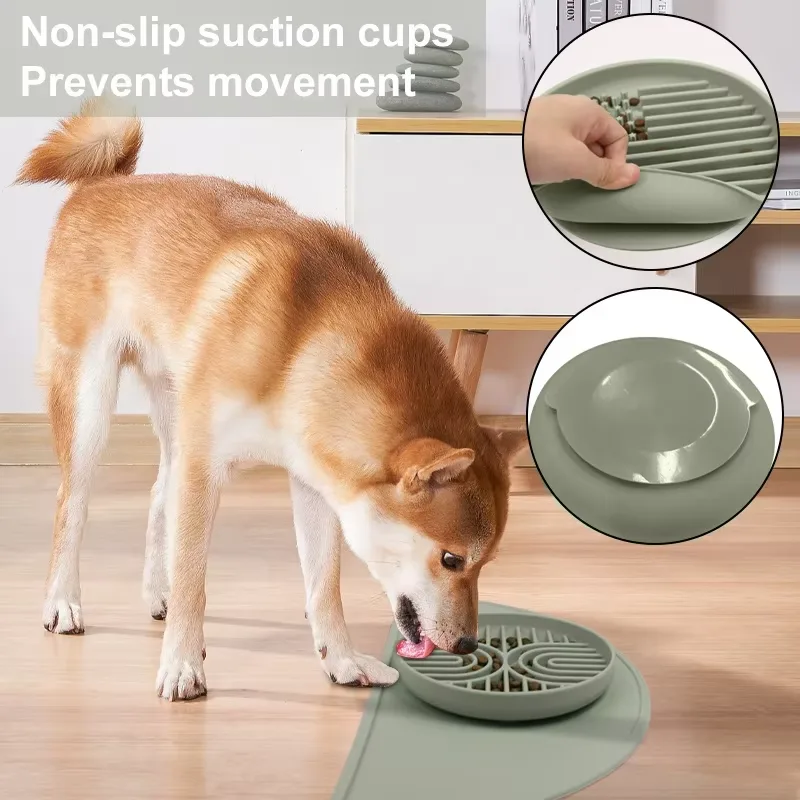 Sellers シリコーン スローフィーダー 犬用 ボウル 吸盤付き カップ 防水 ペット 給食 マット High Lips 犬用 ボウル セット - detail view 3