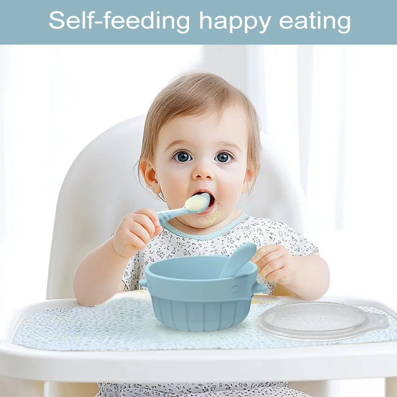 Food Grade BPA Free Baby Feeding Custom Dinnerware Set Silicone Newborn Baby Eating Spoon Set - detail view 6