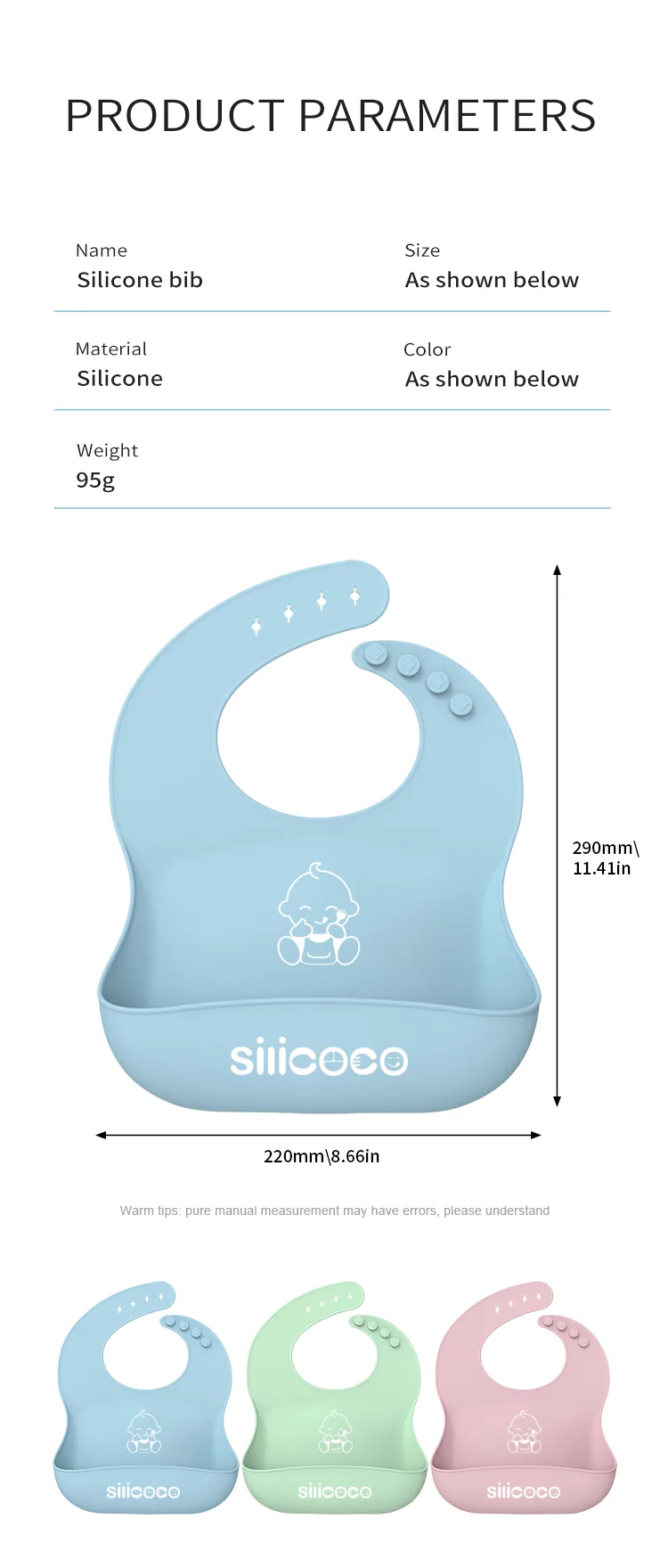 Personalizado Silicoco bebé babadores atacado impermeável babador sem BPA ajustável fácil - detail view 8