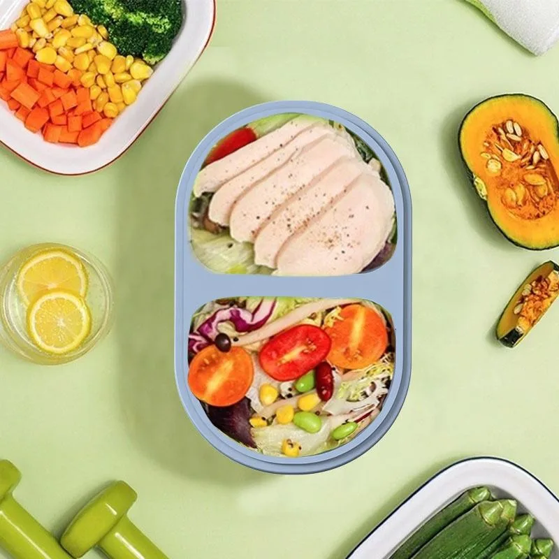 Portable Kids Bento Lunch Box BPA-Free Silicone Food Grade Storage Container with 2 Compartment - detail view 1