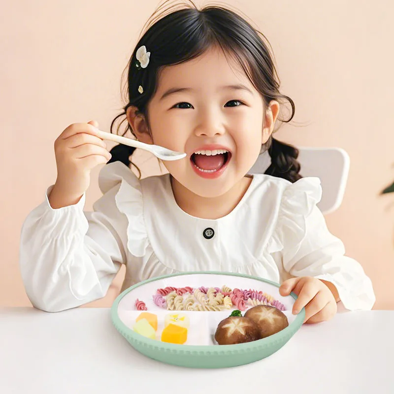 Ceramic Dinner Plate Microwave Safe Porcelain Kids Tableware Ceramic Baby Plate With Silicone Suction - detail view 1