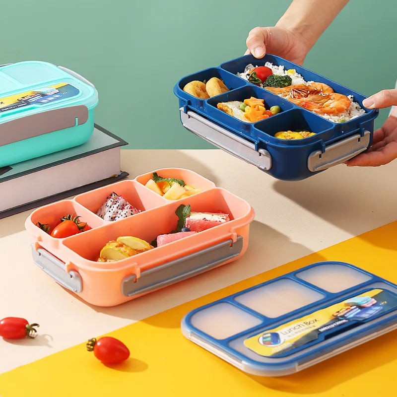 BPA-Free Rectangular Four Compartment Microwaveable Clamshell Bento Box Freshness Preservation Lunch Container for Students - detail view 5