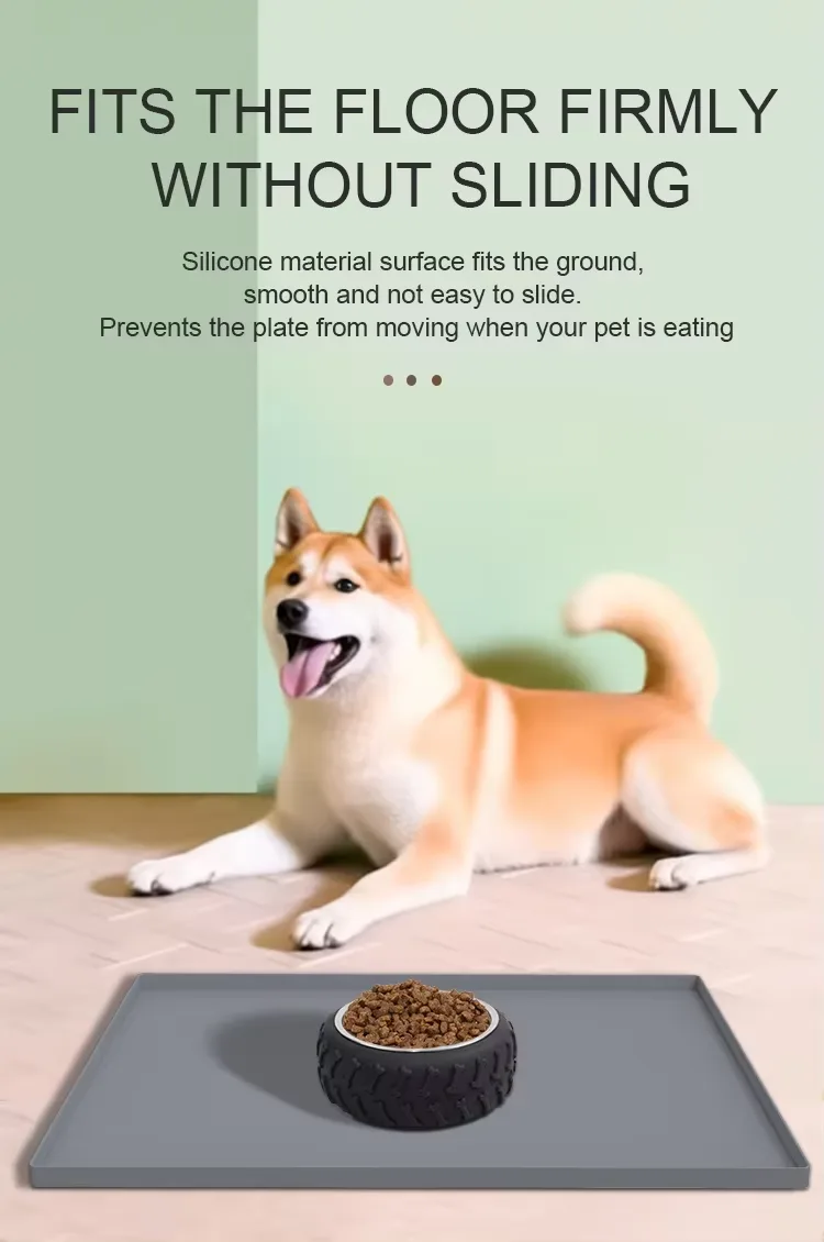 Wholesale Double-Sided Anti-Slip Pet Feeding Mat Rectangle Easy Clean Waterproof Dog Cat Mat - detail view 8