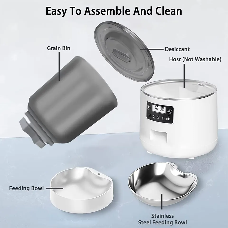 Modern Solid Pattern Timed Automatic Cat Feeders Small Animal Suitable Bowls Rechargeable Power Source - detail view 2