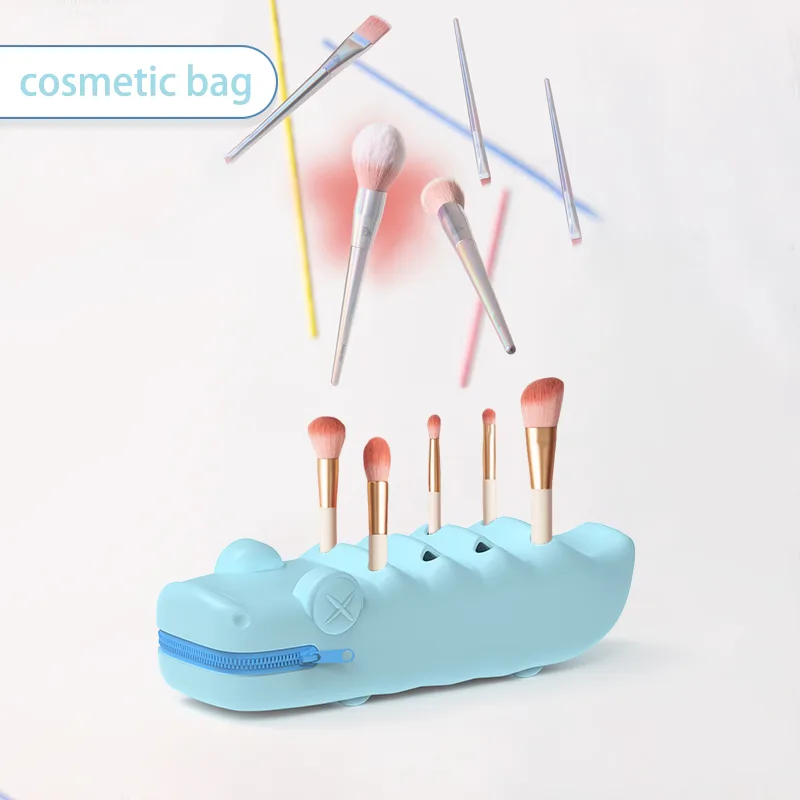 Silicone Makeup Brush Holder Portable Travel Makeup Tools Eyebrow Pencil Lipstick Organizing Storage Box Beauty Tool Storage Bag - detail view 9