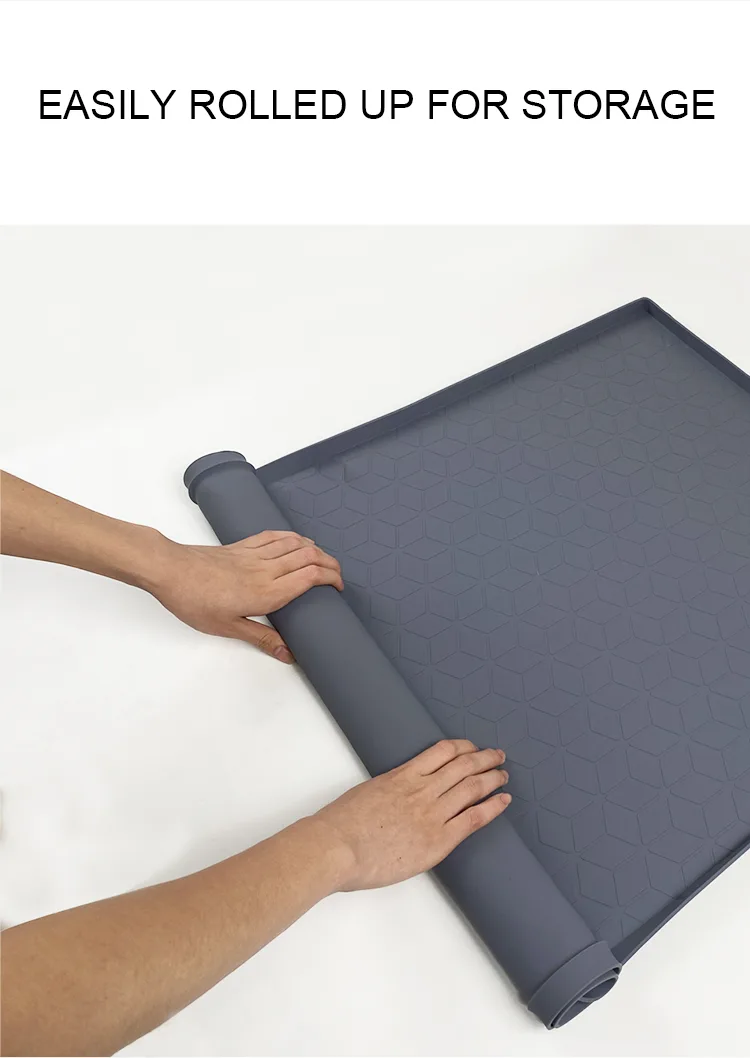 2025 New Kitchen Silicone Sink Mat Custom Waterproof Hole Anti-slip Silicone Kitchen Cabinet Protector Mat Under Mat - detail view 9