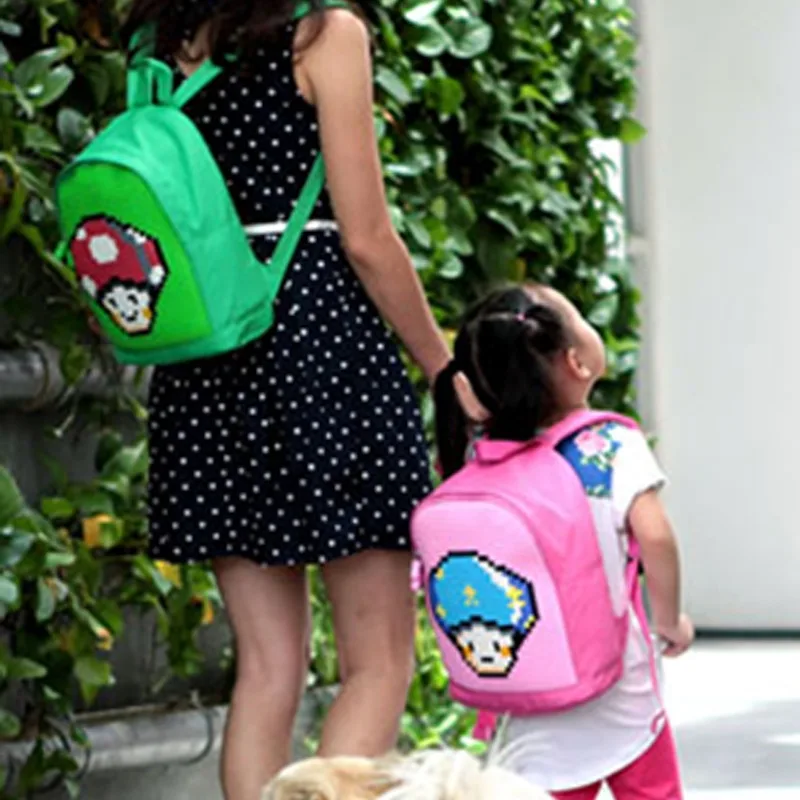 New Pink Pixel Backpack Unique Jigsaw Puzzle Bag Schoolbag Educational DIY Toys Great Holiday Gift for Children - detail view 6