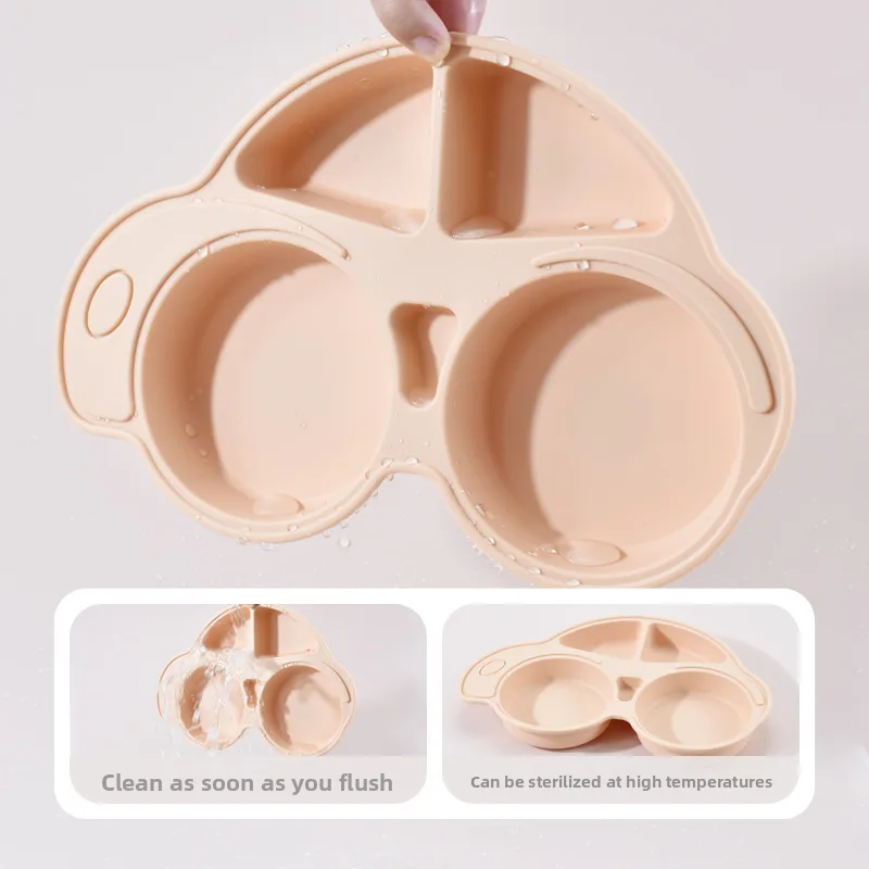 Baby Silicone Food Divided Plate Suction-Capacity Dining Tableware for Children's Practice Applications - main product image