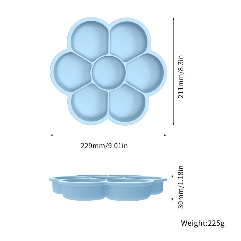 BPA Free Kids Feeding Set Flower Plate Wholesale Dishes Baby Silicon Suction Plate Tableware Baby Plate With Lid - detail view 5