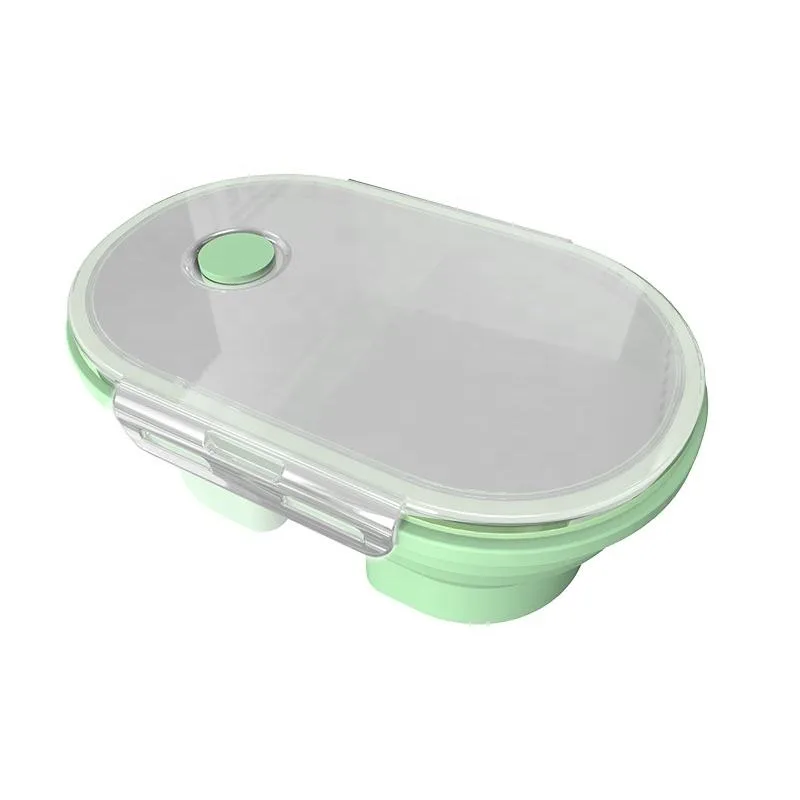 Portable Kids Bento Lunch Box BPA-Free Silicone Food Grade Storage Container with 2 Compartment - detail view 5