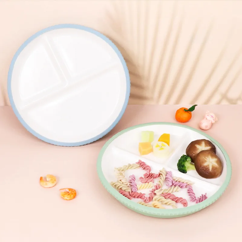 Ceramic Dinner Plate Microwave Safe Porcelain Kids Tableware Ceramic Baby Plate With Silicone Suction - custom silicone manufacturer