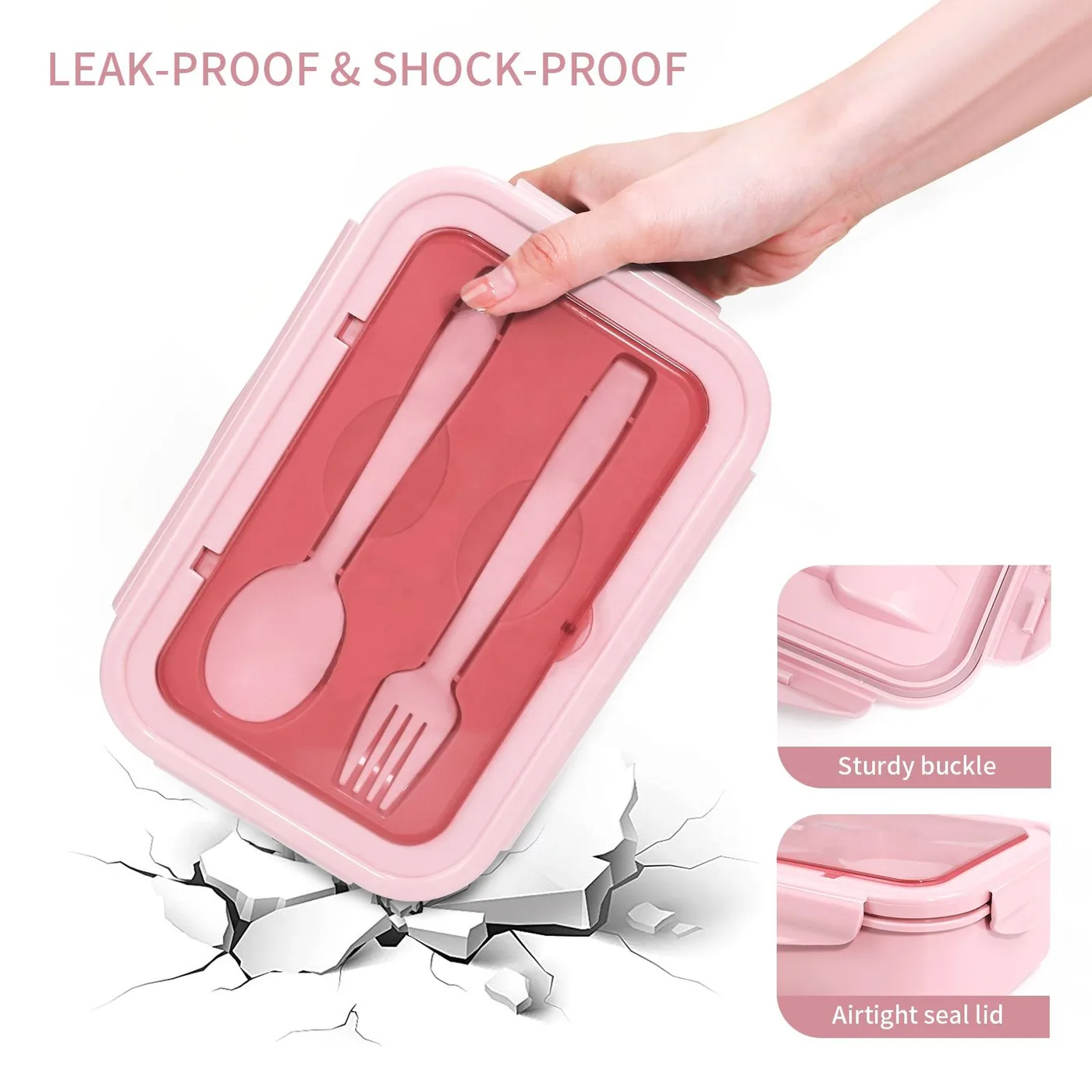 Kids Divided Bento Lunch Box for Kids 3 Compartment Lunch Containers Easy Open School Lunch Containers for Girls Boys - detail view 3