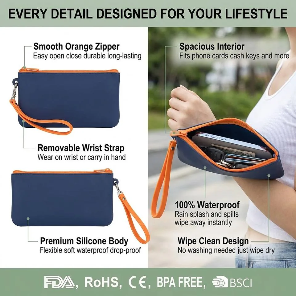 Nouveau grand silicone sac portable maquillage sac de conservation fermeture éclair - detail view 2