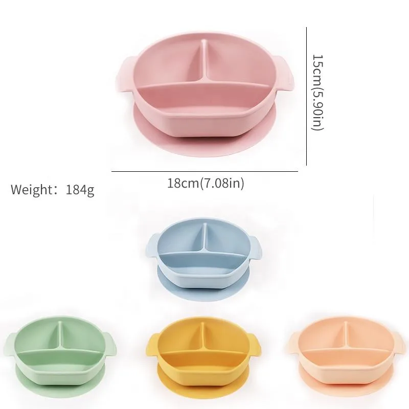 Custom Baby Feeding Bowl Set with Suction Cup Base Food Grade Non-Toxic BPA Free Silicone Baby Bowl for Toddlers - detail view 5