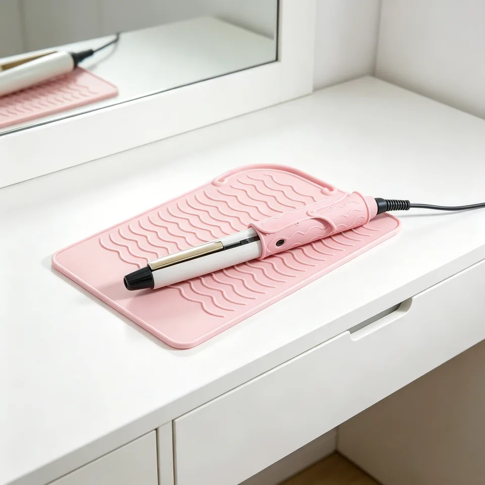 Custom Logo Heat-Resistant Silicone Travel Hair Straightener Mat Silicone Portable Foldable Curling Iron Insulation Pad - main product image