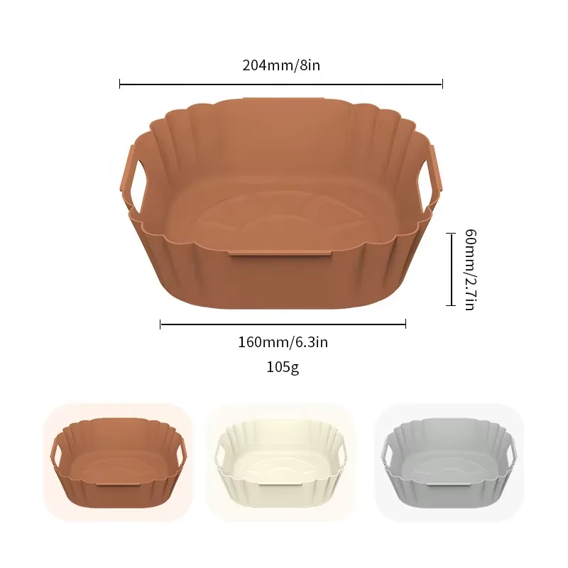 Wholesale BPA-free Air Fryer Silicone Pot Reusable Round Silicone Basket Heat Resistant Easy Cleaning Air Fryer Silicone Liners - detail view 6