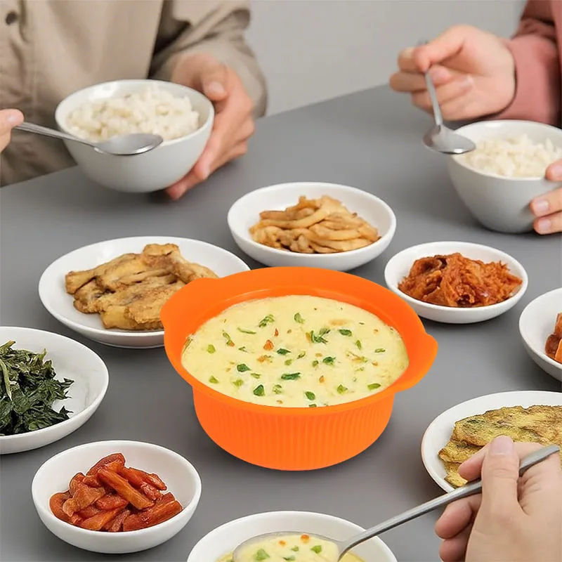 Custom Logo Kitchen Utensil Food Grade Safe Cooking Food Steamer Microwave Oven Silicone Bowl Food Container - main product image