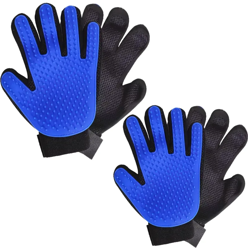 Pet Grooming Gloves Silicone Deshedding Bath Brush Glove Efficient Pet Hair Remover Mitt Gloves for Dog Cat - main product image